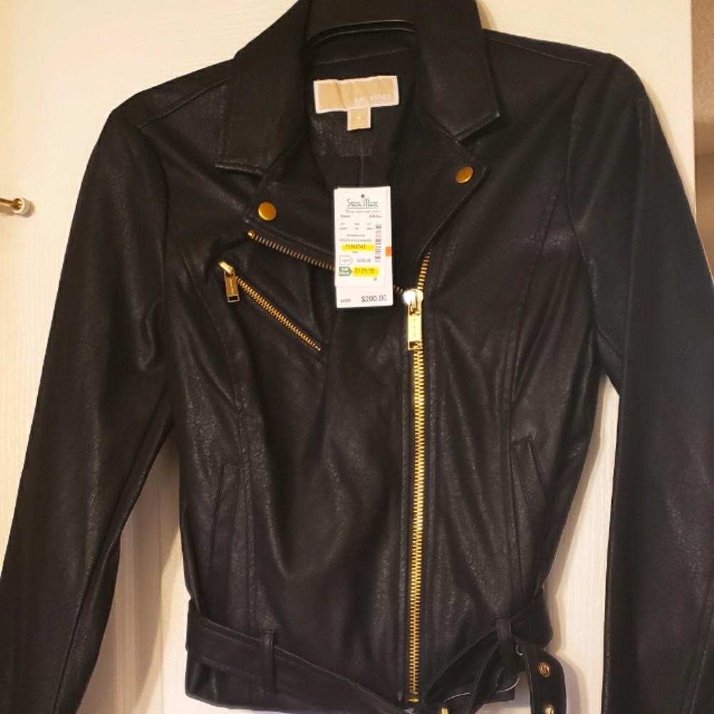 Michael Kors Black Faux Leather Jacket - Size Small